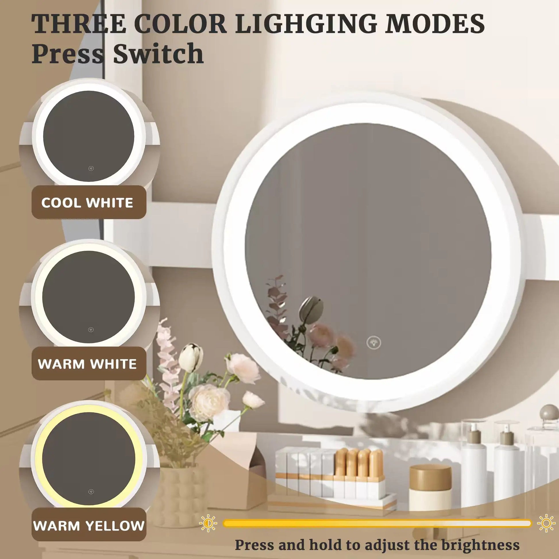 VFF Bedroom Dressing Table, Modern Minimalist Makeup Cabinet, Master Bedroom Makeup Mirror, Makeup Table Mirror Cabinet - Osacean Sky Logistics