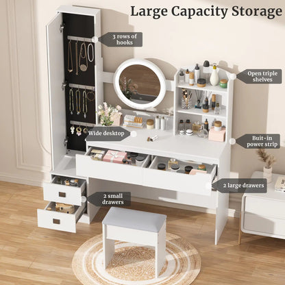 VFF Bedroom Dressing Table, Modern Minimalist Makeup Cabinet, Master Bedroom Makeup Mirror, Makeup Table Mirror Cabinet - Osacean Sky Logistics