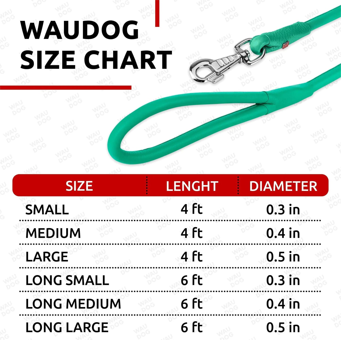WAUDOG Rolled Leather Dog Leash 4Ft * 0.3 in for Small Medium and Large Dogs Heavy Duty Leather Puppy Leash for Outdoor Walking Running Training Strong Dog Leashes for Large Breed Dogs (Mint) - Osacean Sky Logistics