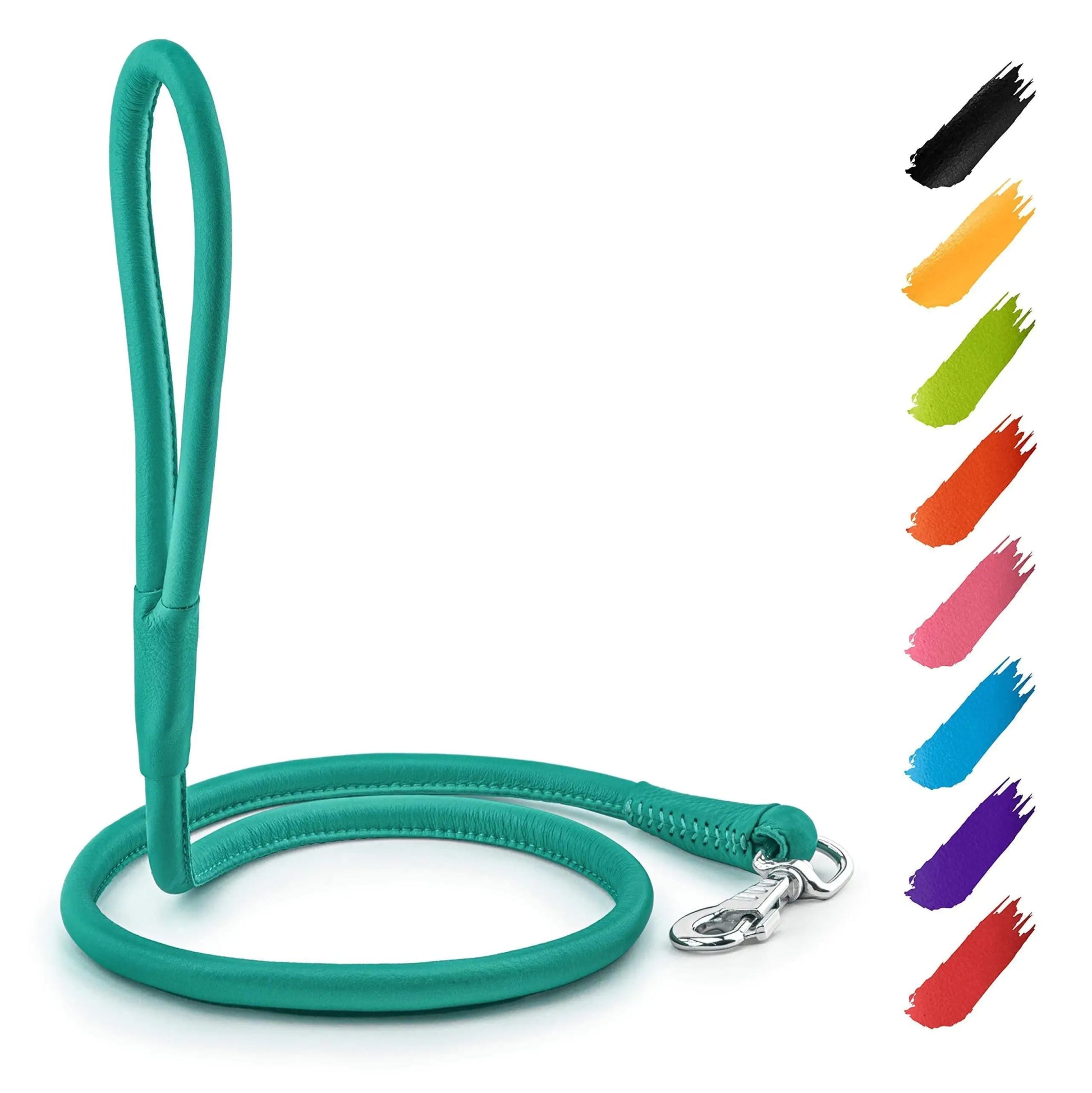 WAUDOG Rolled Leather Dog Leash 4Ft * 0.3 in for Small Medium and Large Dogs Heavy Duty Leather Puppy Leash for Outdoor Walking Running Training Strong Dog Leashes for Large Breed Dogs (Mint) - Osacean Sky Logistics