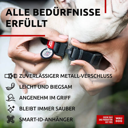 WAUDOG Waterproof Dog Collar Adjustable Dog Collar for Large Dogs Small and Medium Dogs Heavy Duty Dog Collars with Durable Metal Clasp and QR Dog Tag Boy & Girl Dog Collars (Black) - Osacean Sky Logistics