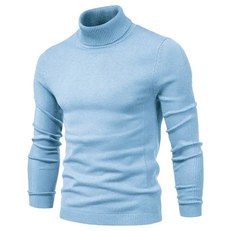 Winter Turtleneck Sweater Fashion Slim Fit Solid Color Pullover Knitted Top Men's Clothing - Osacean Sky Logistics