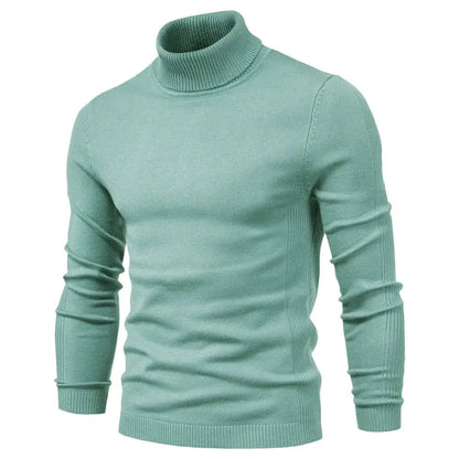Winter Turtleneck Sweater Fashion Slim Fit Solid Color Pullover Knitted Top Men's Clothing - Osacean Sky Logistics