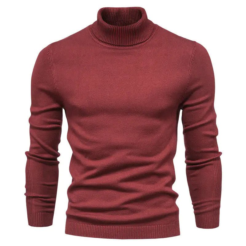 Winter Turtleneck Sweater Fashion Slim Fit Solid Color Pullover Knitted Top Men's Clothing - Osacean Sky Logistics