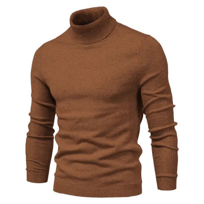 Winter Turtleneck Sweater Fashion Slim Fit Solid Color Pullover Knitted Top Men's Clothing - Osacean Sky Logistics