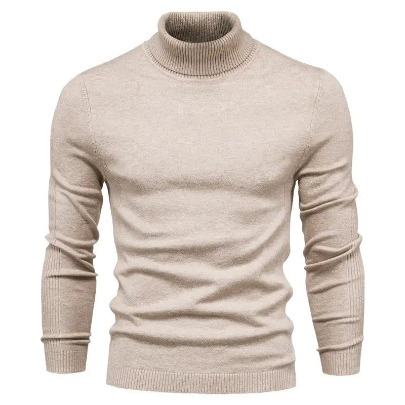 Winter Turtleneck Sweater Fashion Slim Fit Solid Color Pullover Knitted Top Men's Clothing - Osacean Sky Logistics