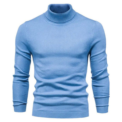Winter Turtleneck Sweater Fashion Slim Fit Solid Color Pullover Knitted Top Men's Clothing - Osacean Sky Logistics