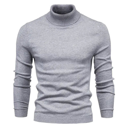 Winter Turtleneck Sweater Fashion Slim Fit Solid Color Pullover Knitted Top Men's Clothing - Osacean Sky Logistics