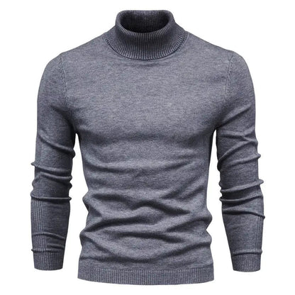 Winter Turtleneck Sweater Fashion Slim Fit Solid Color Pullover Knitted Top Men's Clothing - Osacean Sky Logistics
