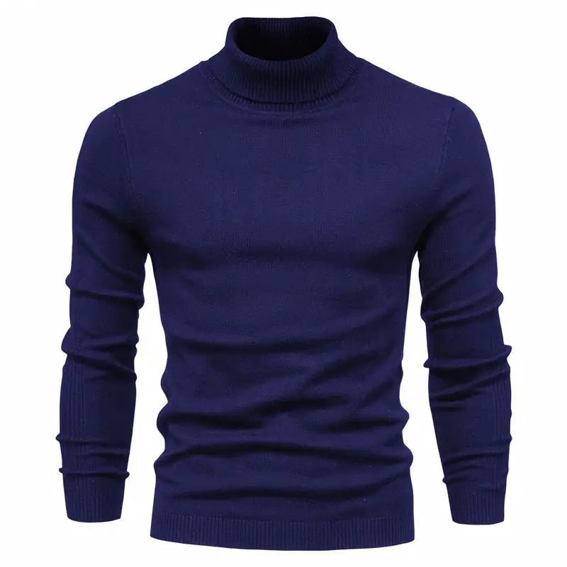 Winter Turtleneck Sweater Fashion Slim Fit Solid Color Pullover Knitted Top Men's Clothing - Osacean Sky Logistics