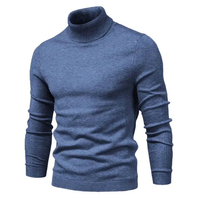 Winter Turtleneck Sweater Fashion Slim Fit Solid Color Pullover Knitted Top Men's Clothing - Osacean Sky Logistics