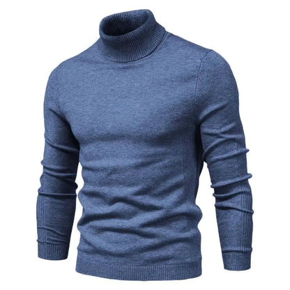 Winter Turtleneck Sweater Fashion Slim Fit Solid Color Pullover Knitted Top Men's Clothing - Osacean Sky Logistics