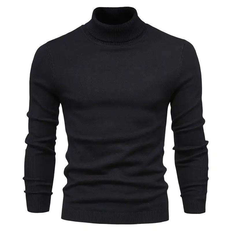 Winter Turtleneck Sweater Fashion Slim Fit Solid Color Pullover Knitted Top Men's Clothing - Osacean Sky Logistics