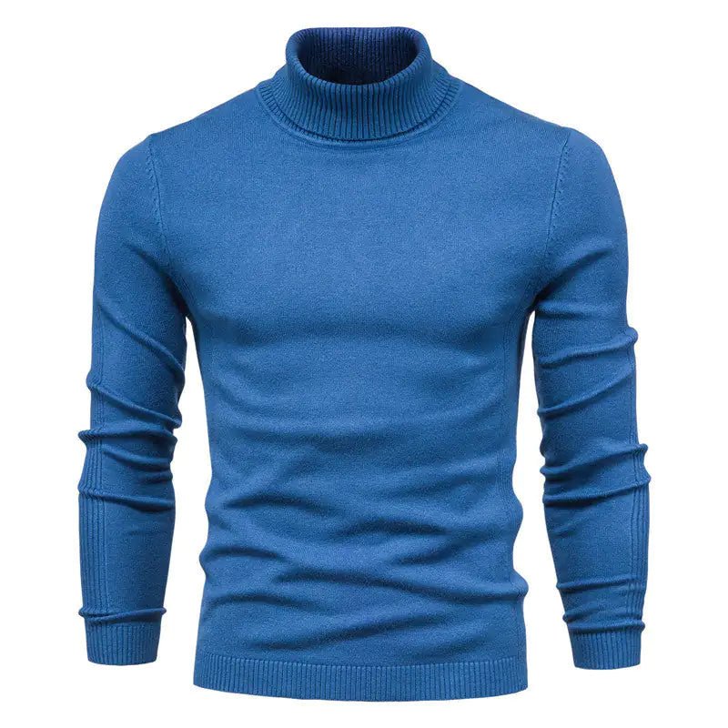 Winter Turtleneck Sweater Fashion Slim Fit Solid Color Pullover Knitted Top Men's Clothing - Osacean Sky Logistics