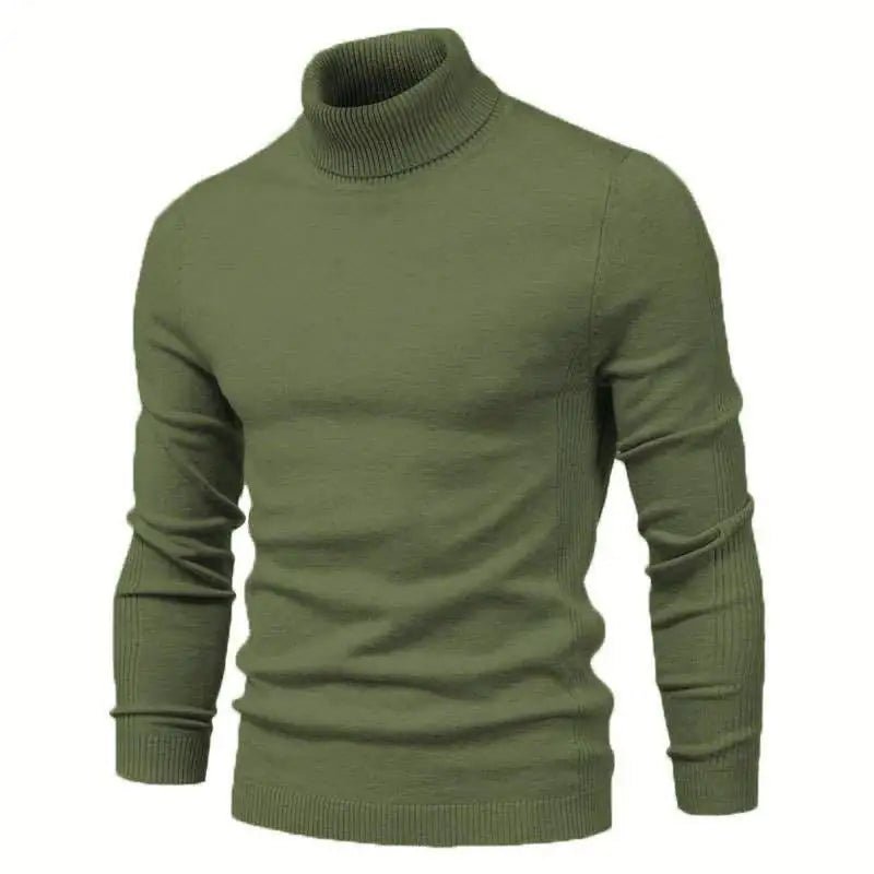 Winter Turtleneck Sweater Fashion Slim Fit Solid Color Pullover Knitted Top Men's Clothing - Osacean Sky Logistics