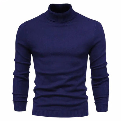 Winter Turtleneck Sweater Fashion Slim Fit Solid Color Pullover Knitted Top Men's Clothing - Osacean Sky Logistics