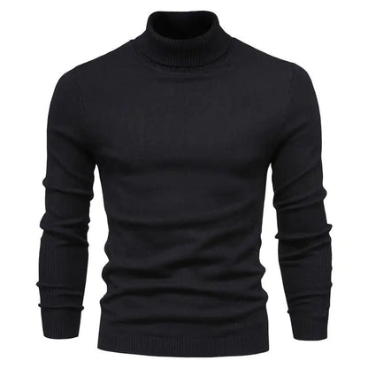 Winter Turtleneck Sweater Fashion Slim Fit Solid Color Pullover Knitted Top Men's Clothing - Osacean Sky Logistics