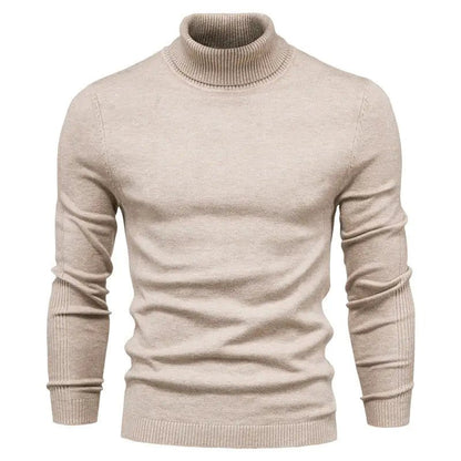 Winter Turtleneck Sweater Fashion Slim Fit Solid Color Pullover Knitted Top Men's Clothing - Osacean Sky Logistics