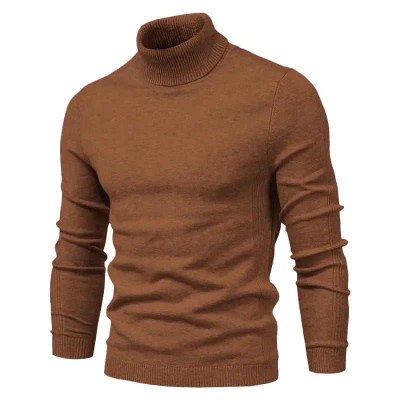 Winter Turtleneck Sweater Fashion Slim Fit Solid Color Pullover Knitted Top Men's Clothing - Osacean Sky Logistics