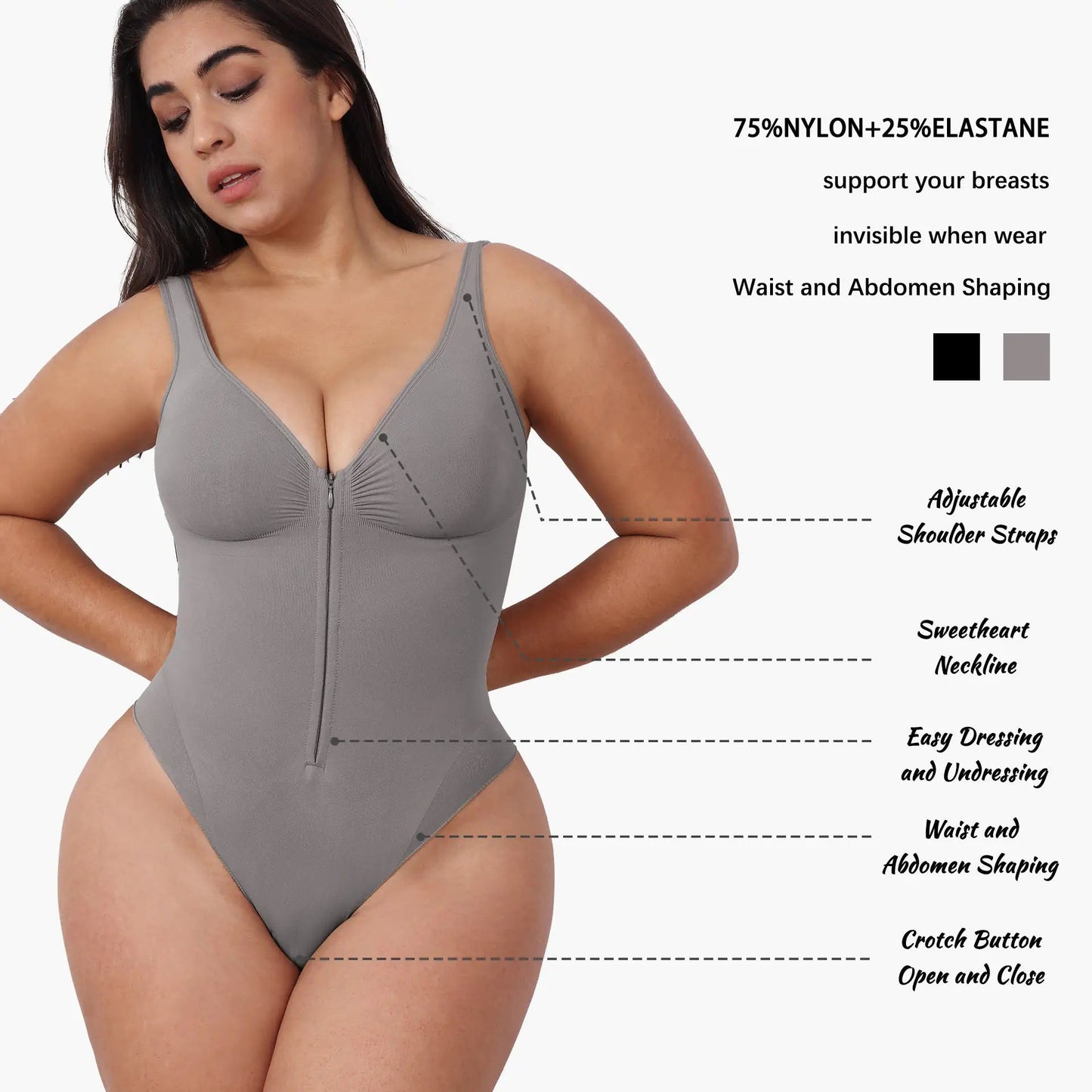 Women's Slimming Underwear Bodysuit Corset Body Shaper Waist Shaper Shapewear Woman Post - Surgical Slimming Zip Jumpsuit - Osacean Sky Logistics