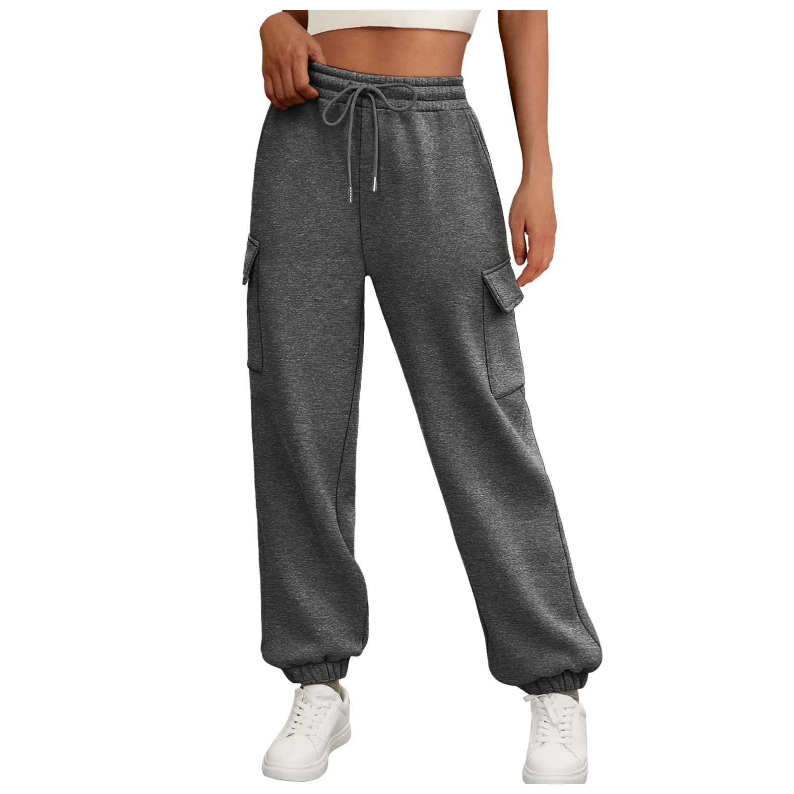 Women's Sweatpants Fleece Lined Baggy Athletic Jogger Trousers With Pockets Fall Casual Trendy Cargo Pants Fall Outfits - Osacean Sky Logistics