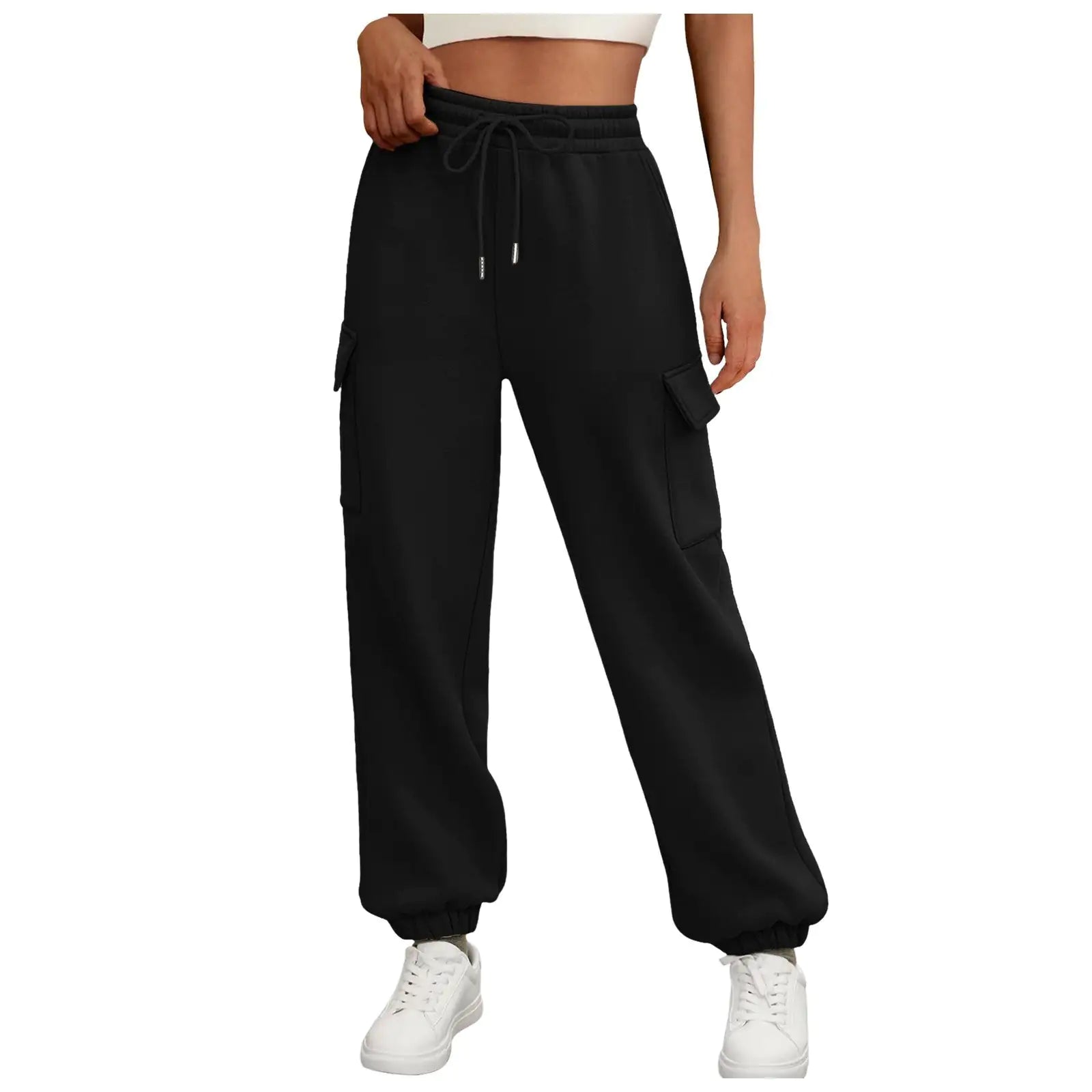 Women's Sweatpants Fleece Lined Baggy Athletic Jogger Trousers With Pockets Fall Casual Trendy Cargo Pants Fall Outfits - Osacean Sky Logistics
